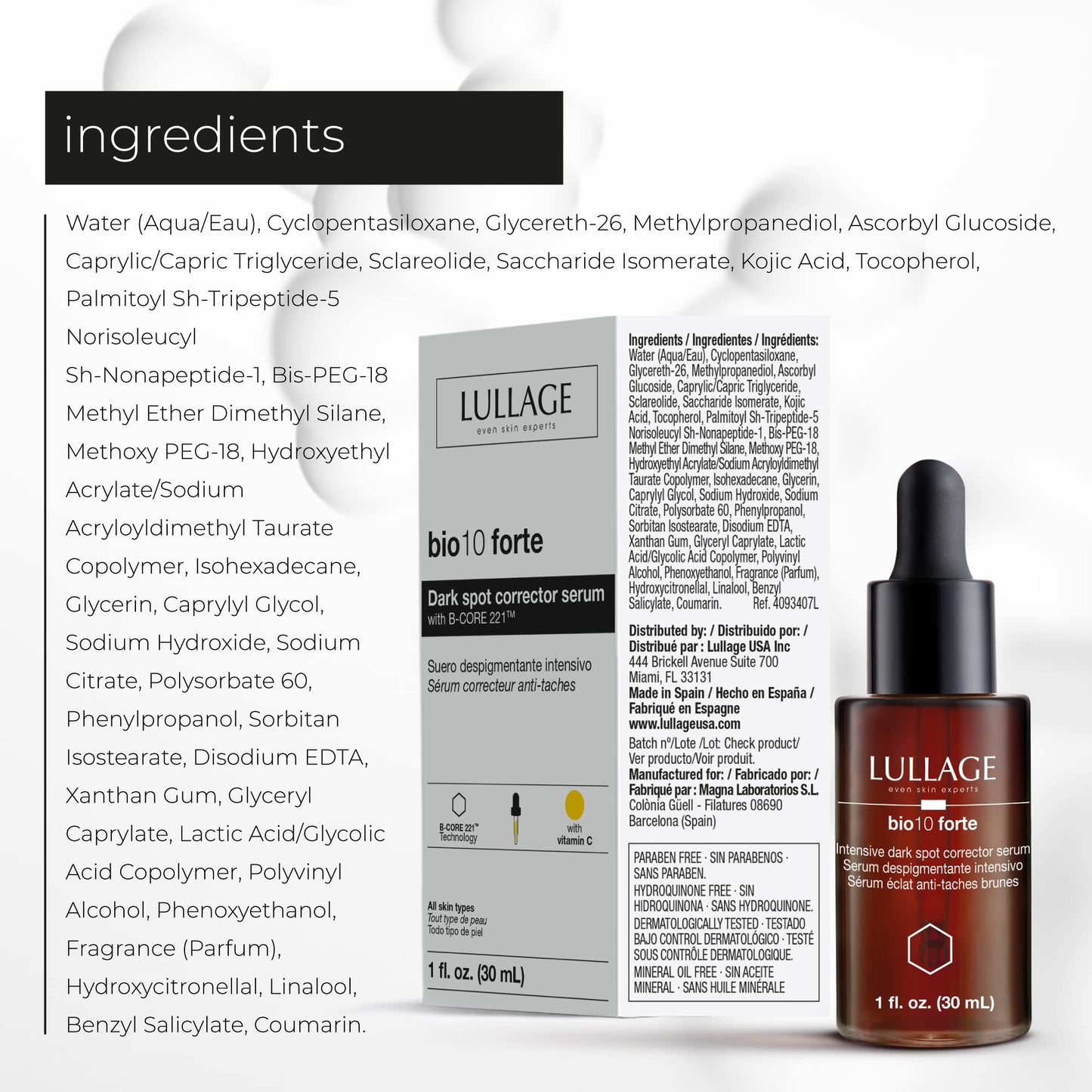 Dark Spot Corrector bio10 Forte with Vitamin C & B-CORE 221TM, Dark Spot Corrector Serum (Dropper)