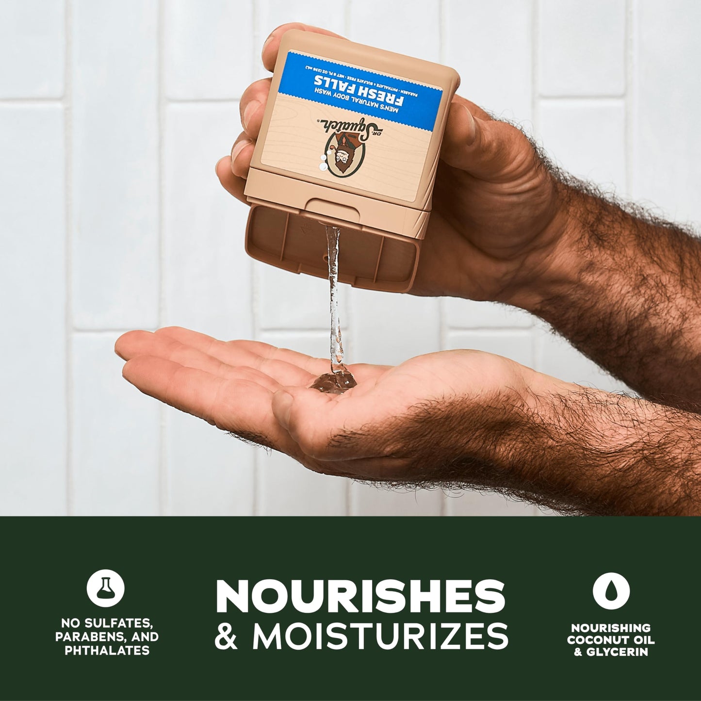 Dr. Squatch NEW Body Wash for Men with Nourishing, Natural Ingredients | No Paraben, Phthalate, Sulfate | All Day Moisturization | Pine Tar, Wood Barrel Bourbon & Fresh Falls (8 oz, 3-Pack)
