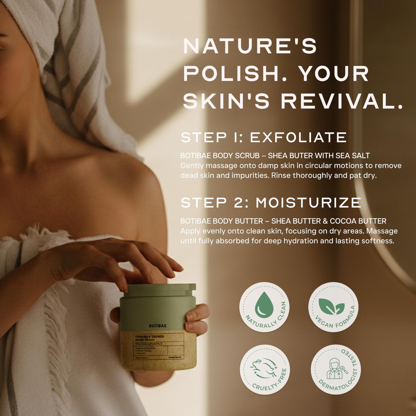 Botibae Shea Butter & Sea Salt Body Scrub – Dermatologist Tested, Korean Skin Care – Gentle Exfoliation, Removes Dead Dry Skin for Smooth And Hydrated Feel – Vegan, Clean Beauty – 17 Fl Oz
