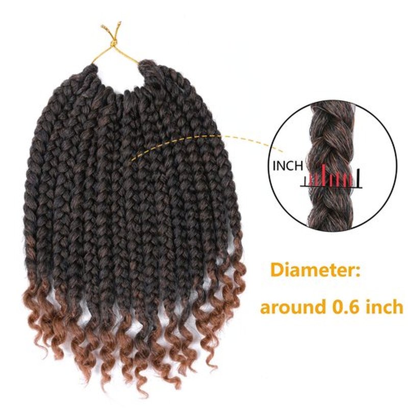 6 Packs Crochet Box Braids Curly Ends 10 Inch Bohemian Box Braids Crochet Hair for Black Women (T30, 10 Inch)