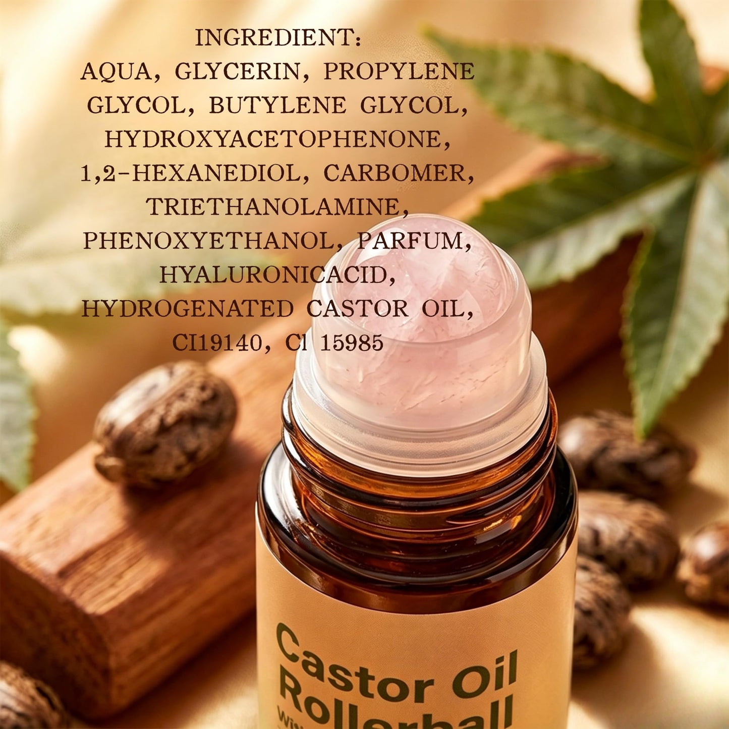 RAINPOT Organic Castor Oil Roll On with Rose Quartz Roller – 100% Cold Pressed Moisturizing Oil for Brows, Lashes, Face, Hairline & Dry Skin – Travel Friendly Leakproof Roller Bottle (2)