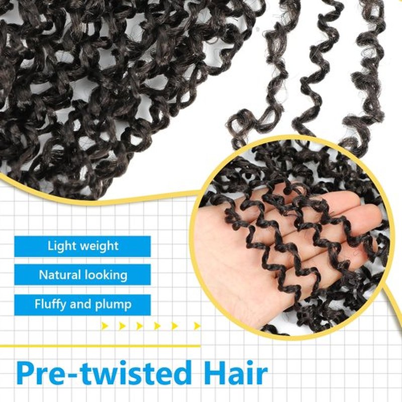Passion Twsit Hair 14 Inch - 1B Yankee Twist Crochet Hair 10Packs Passion Twist Braiding Hair Prelooped Mini Spring Twist Crochet Hair for Black Women(14 Inch,1B)
