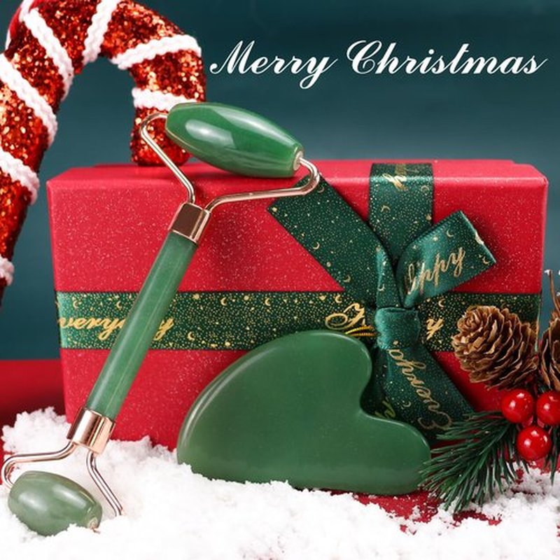 BAIMEI Jade Roller & Gua Sha Set Face Roller and Gua Sha Facial Tools for Skin Care Routine and Puffiness, Self Care Gift for Men Women - Green Aventurine