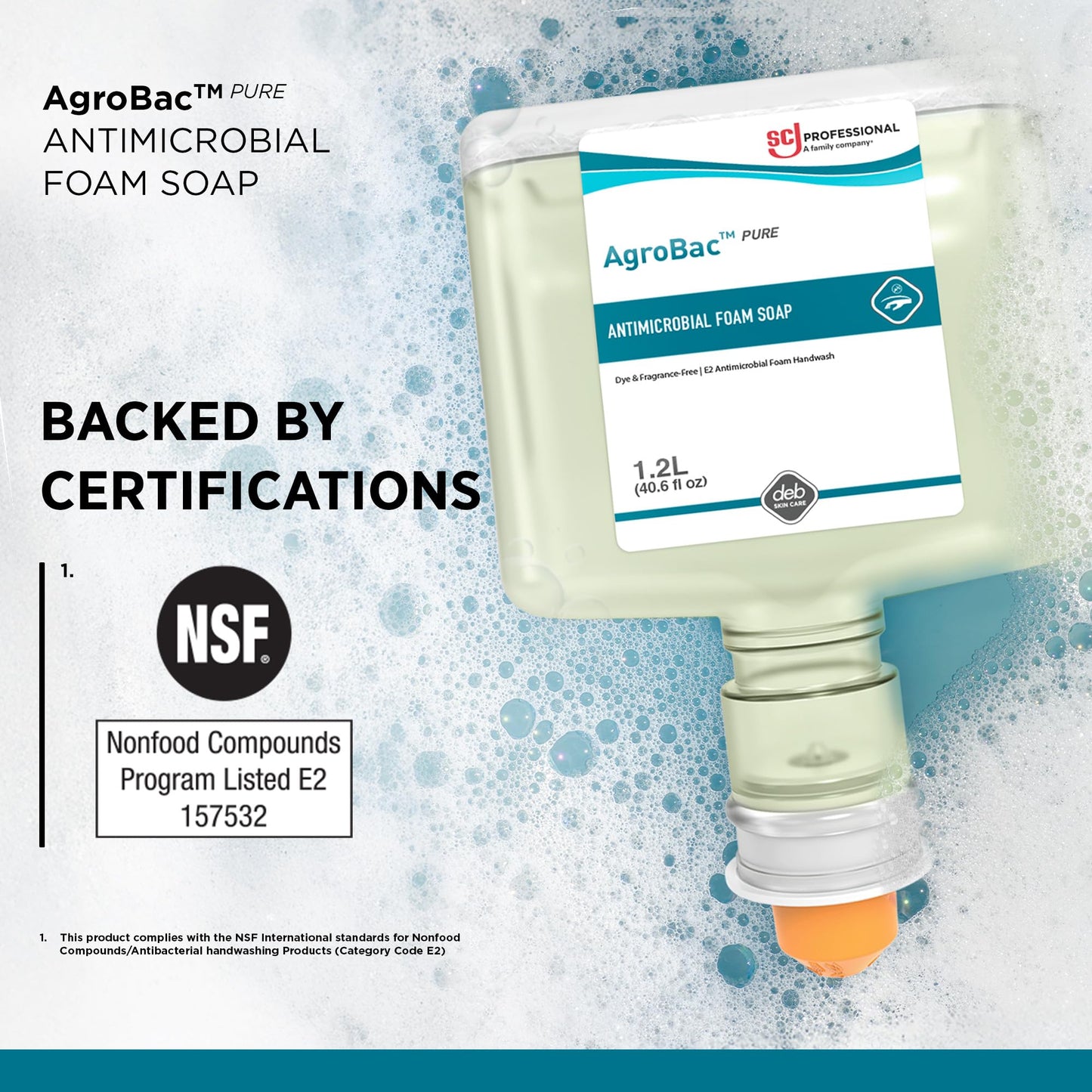 AGROBAC PURE FOAM ANTRIBAC HAND WASH 1.2 LITER TOUCH FREE, 3 PACK