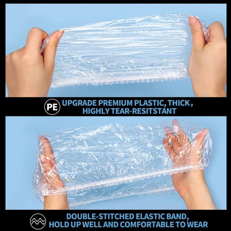 LEOBRO Extra Large Disposable Shower Cap, 100PCS Shower Caps, Plastic Shower Caps for Women Disposable, Clear Thick Plastic Hair Caps Plastic Caps for Hair Treatment, Extra Large Size 20.5 INCH