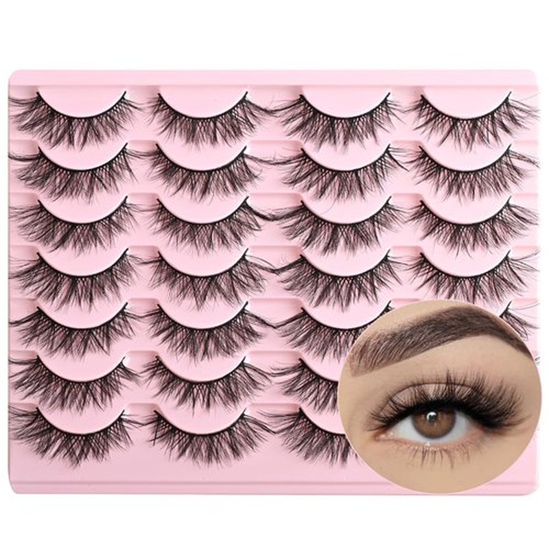 FARRED Cat Eye Lashes Natural False Eyelashes 14 Pairs Wispy Lashes Pack Short Strip Lash Fake Eyelash Mink Lashes Small Full pestañas Set (F21 | 8-14mm)