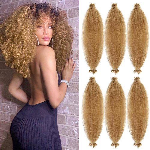 VCEOW 6 Packs #27 Springy Afro Twist Hair 16 Inch VCEOW Pre-Separated Marely Twist Crochet Braiding Hair Soft Pre-fluffed Spring Twist Synthetic Wrapping Hair Extensions
