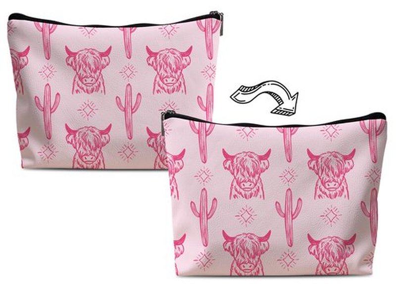 Lacosu Western Makeup Bag,Western Gifts For Women,Cow Makeup Bag,Cowgirl Stuff,Western Stuff For Women,Western Gifts,Cowgirl Gifts(Leather COW P)