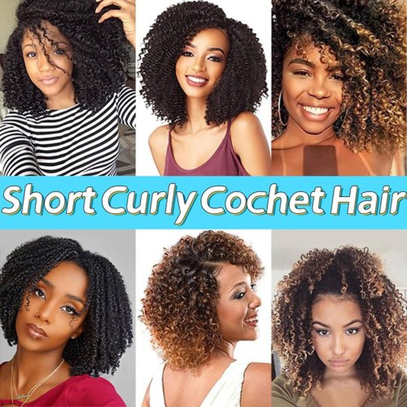 8 Inch Short Passion Twist Hair 6 Bundles Kinky Curly Crochet Hair for Black Women Curly Braiding Hair Crochet Braids Hair (6Bundles8 Inch,1B/Purple#)