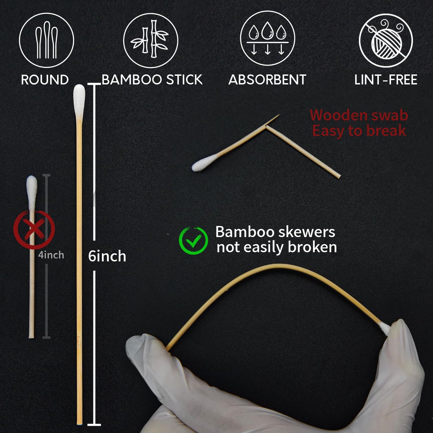 Gun Cleaning Supplies in Storage Box - Gun Cleaning Patches 300PCS and Long Cotton Swabs 200PCS, 6" Cotton Swabs, 2" x 2" Lint Free Cloth Fit Most Caliber Firearms .30/.38 Cal/ 9 mm