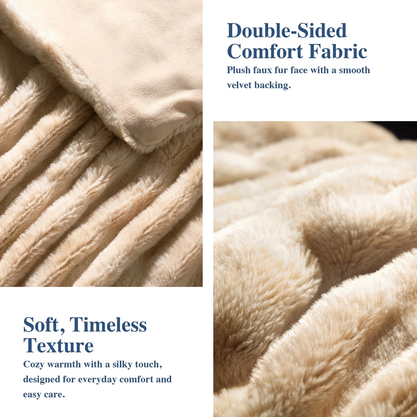 blunique Faux Rabbit Fur Throw Blanket, Ultra Soft Plush Cozy Blanket for Couch Bed, Thick Fluffy Ruched Tie-Dye Decorative Blanket, Giftable,50"x60",Tie-Dye Khaki