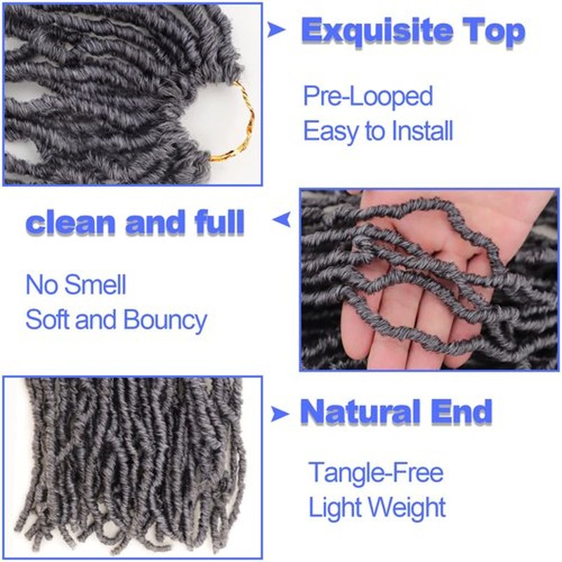 VIOLET 18 Inch Soft Locs Crochet Hair New Faux Locs Crochet Hair 6 Packs Crochet Hair for Black Women Pre-looped Synthetic Afro Braids Hair(18Inch, 6Packs, Dark Gray)