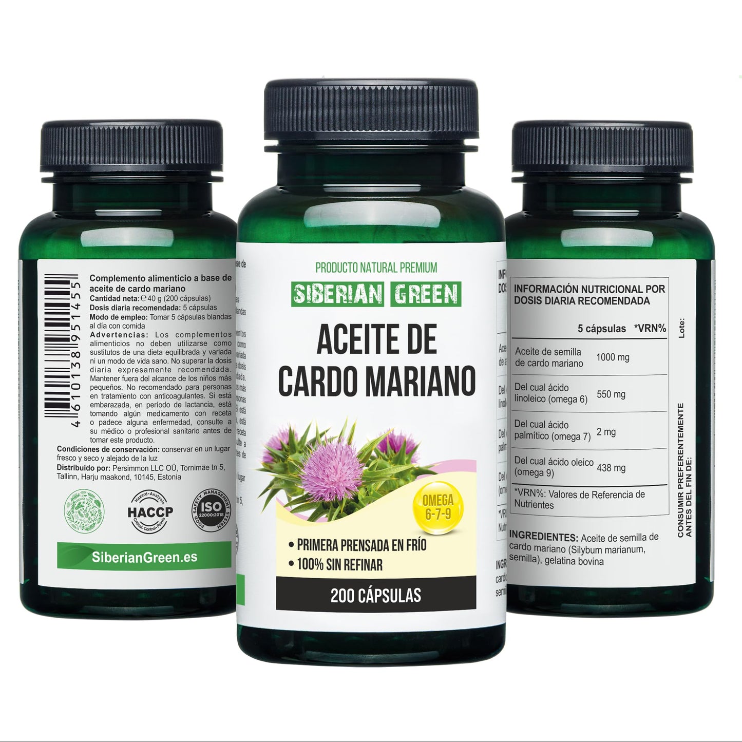 Siberian Green Milk Thistle Oil Capsules 200 Softgels Wild Harvested Siberia Altai Cold Pressed Unrefined
