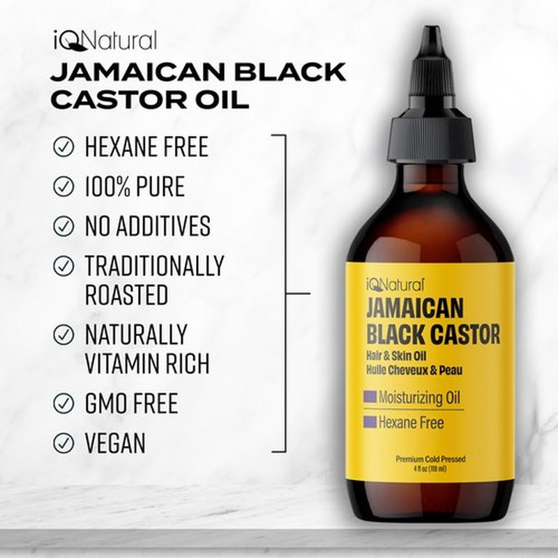 4oz Organic Cold Pressed Jamaican Black Castor Oil for Hair Growth and Damaged, Dry Scalp - Unscented, Hexane-Free