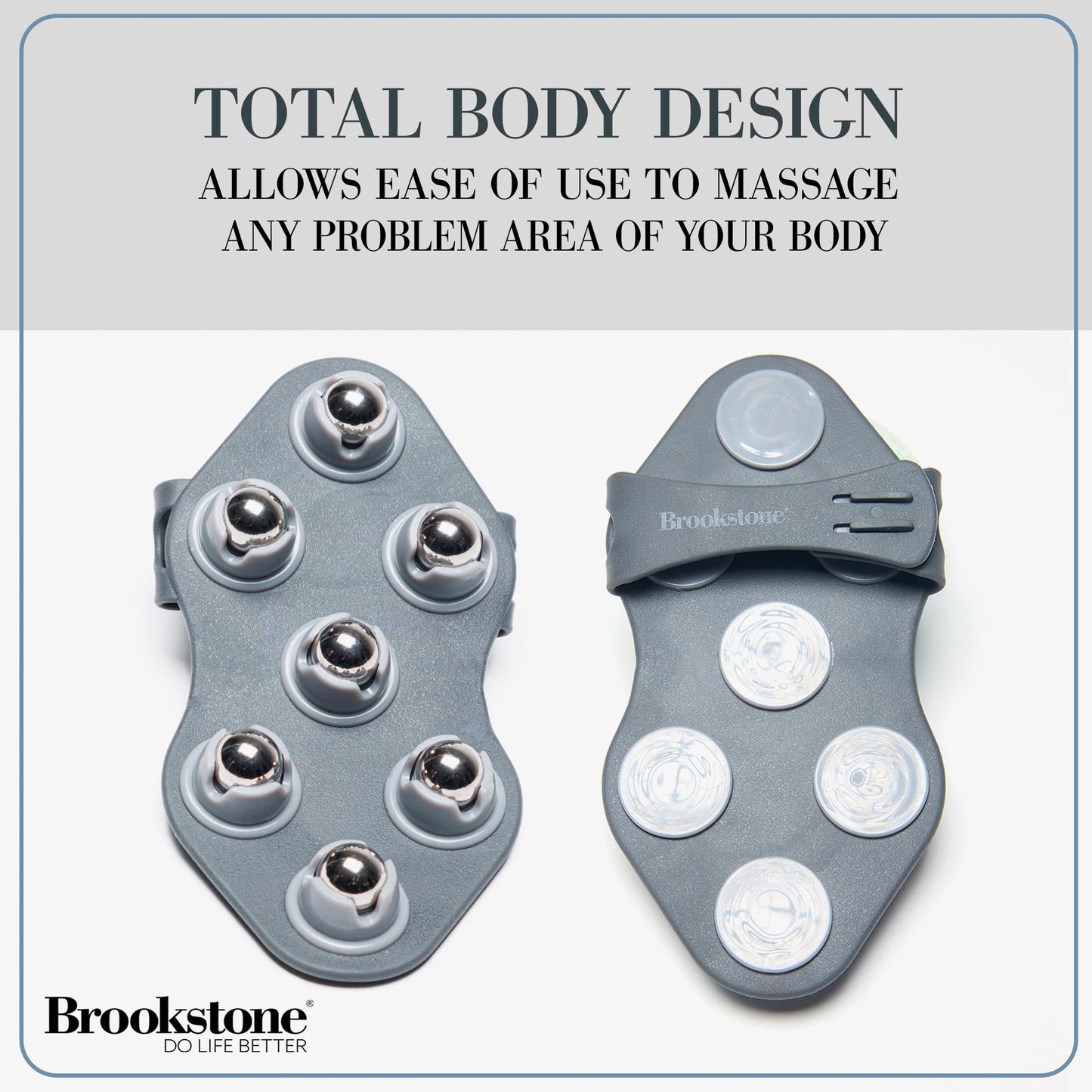 Brookstone Palm Roller Body Massager - Medium Handheld Roller Massager to Relieve Tension - Massage Gloves, Hand Massager Glove, Massage Glove for Stress Relief and Relaxation (Charcoal)