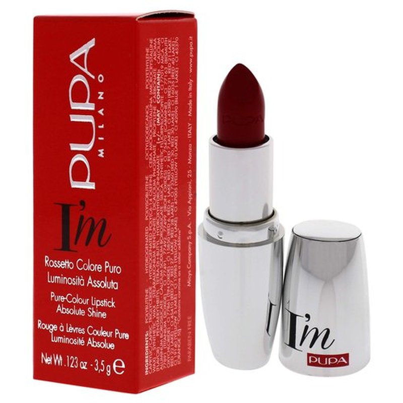Pupa I Am Pure-Colour Lipstick - 306 Red Pop Milano for Women - 0.123 oz Lipstick
