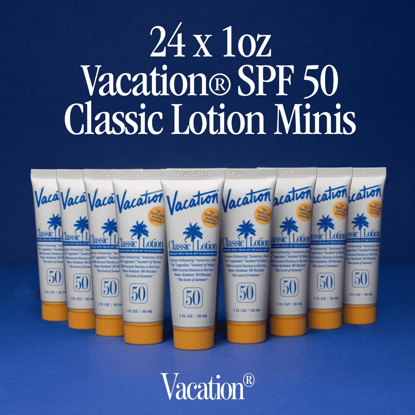 Vacation Mini Classic SPF 50 Sunscreen Lotion, 1 Fluid Ounce, Pack of 24