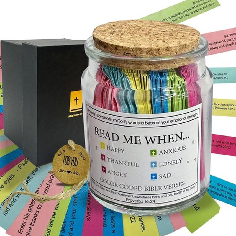 Read Me When Bible Verses Jar, Hope Jar Bible Verses, Color Coded Bible Verses in a Jar, Daily Motivational Prayer Jar, Bible Accessories, Bible Verse Cards, Christian Gifts for Women, Scripture Gifts