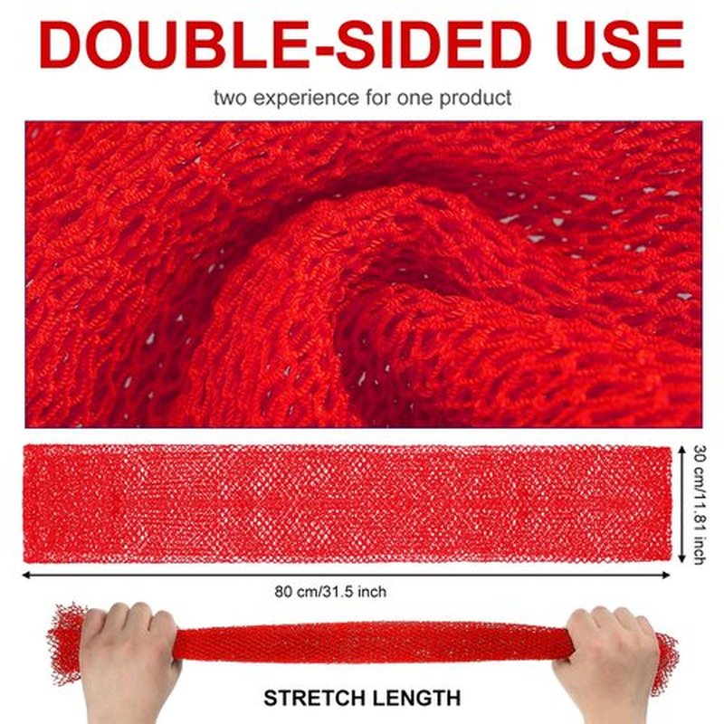 Geiserailie African Long Bathing Net Sponge Long Net Shower Body Scrubber Back Scrubber Skin Smoother Net Bathing Sponge for Daily Use or Stocking Stuffer(Red)