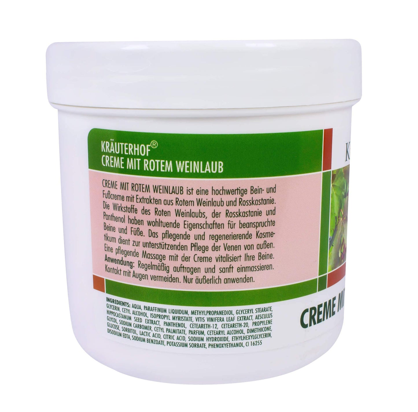 Krauterhof Horse Chestnut & Red Vine Cream for Varicose Veins, Aching Legs - 250ml, All Skin Types