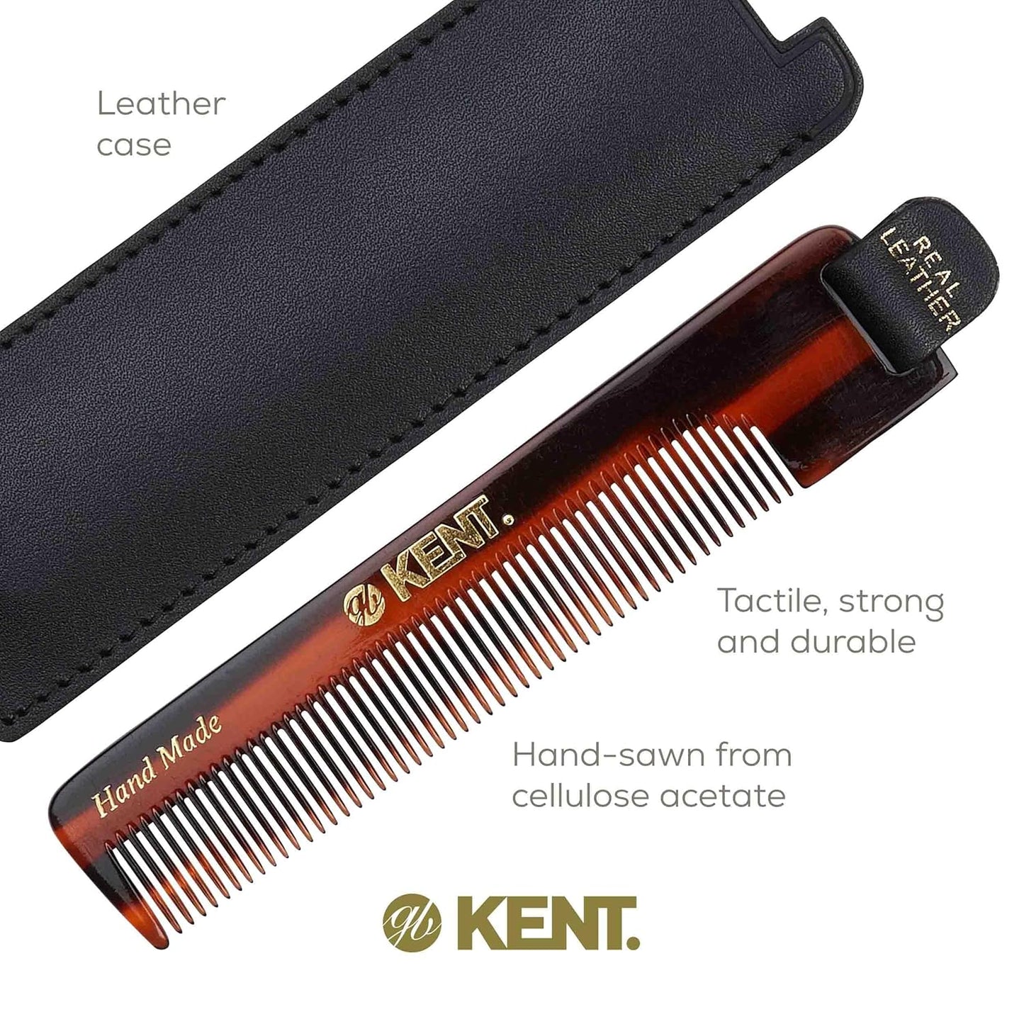 Kent NU22 Handmade Pocket Comb for Men | Fine Tooth Hair & Beard Grooming Tool