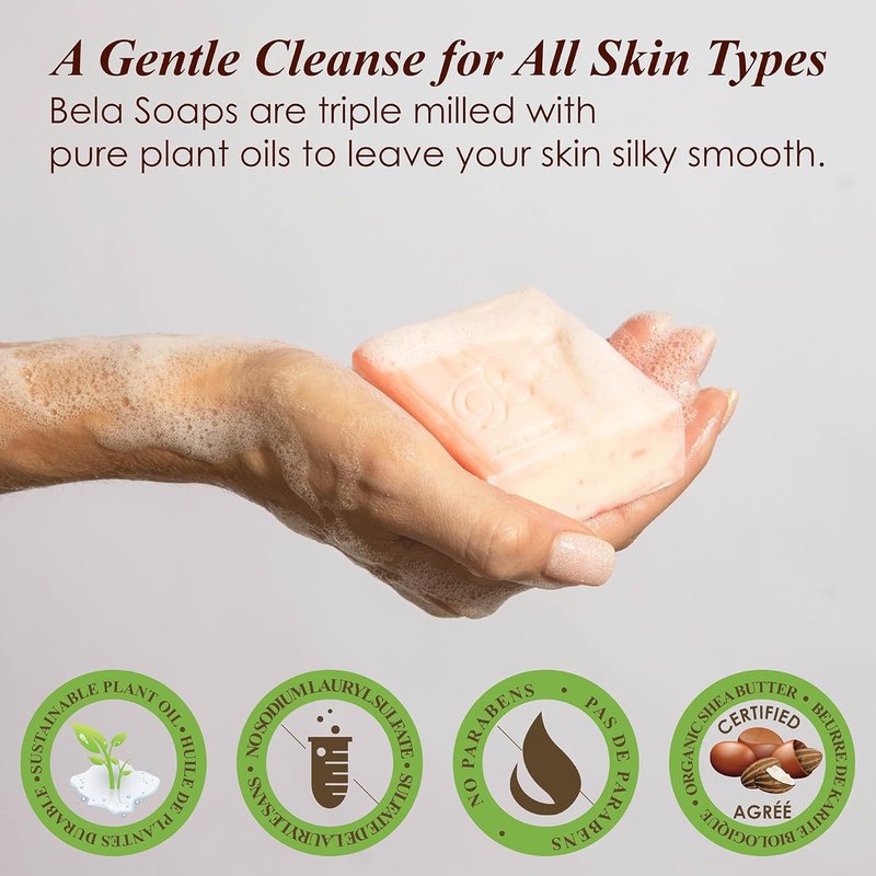 BELA Romantic Gardenia Soap - Long Lasting French Triple Milled Bar with Organic Shea Butter | 3.3 OZ, Pack of 12