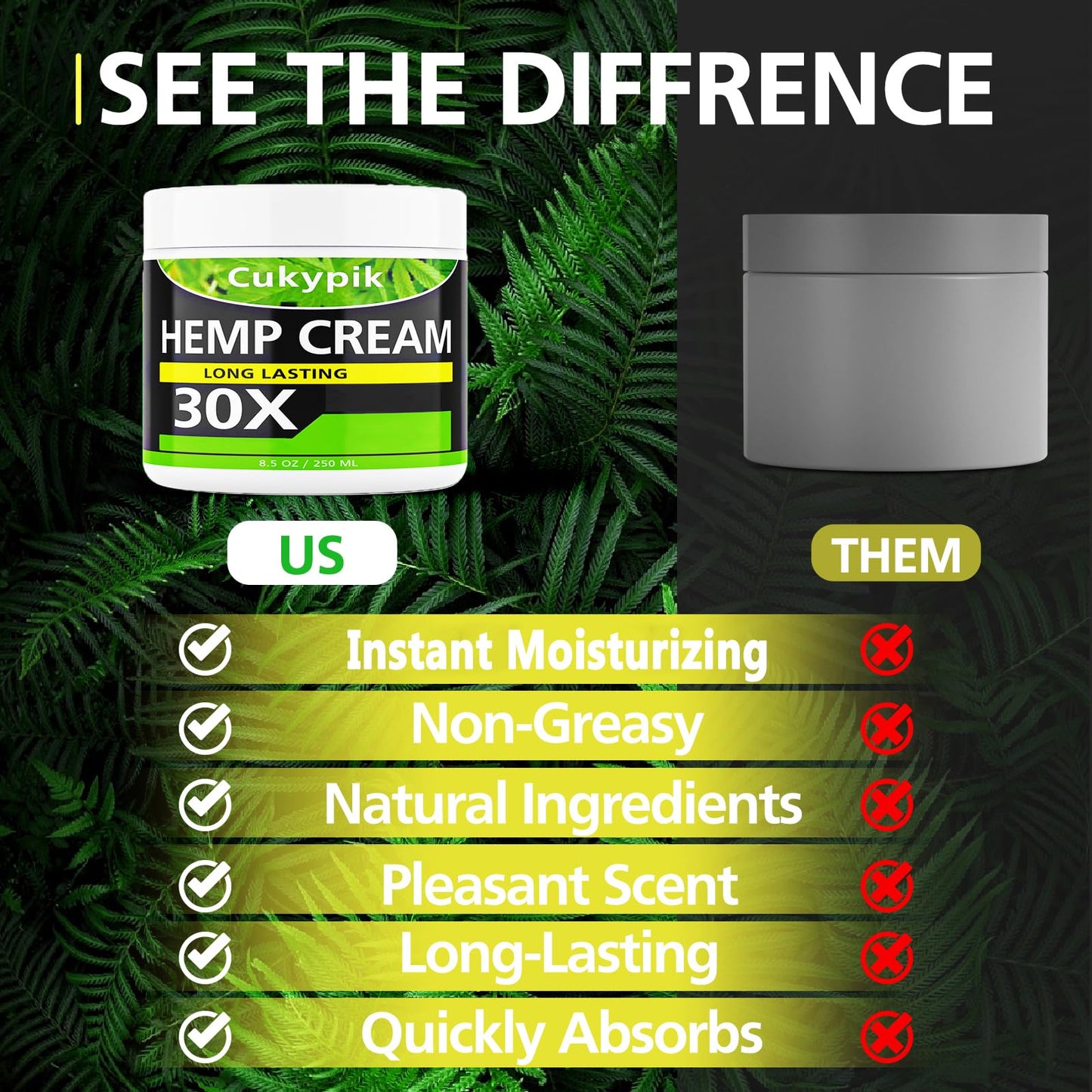 JUYIHEAL Hemp Cream 8.5oz, Natural Soothing Topical Cream, with Arnica,MSM, Turmeric, Menthol, Aloe