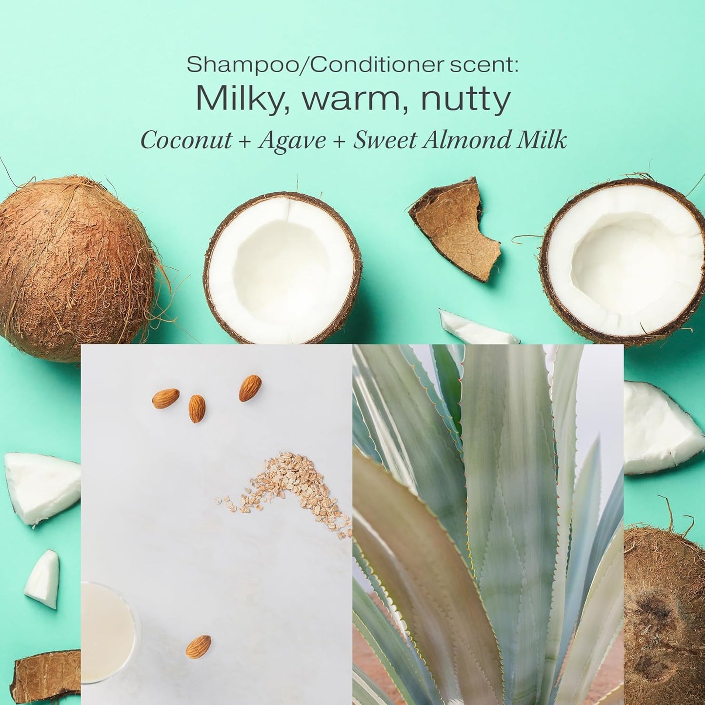 Raw Sugar Moisture Smoothie Shampoo and Conditioner Set, Moisturize & Nourish Dry Hair, Bulk Shampoo and Conditioner with Coconut Oil, Agave & Sweet Almond Oil, Formulated without Sulfates & Parabens
