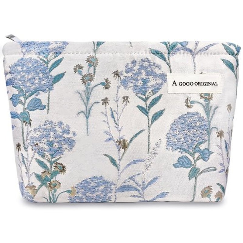 STARDW Flower Cosmetic Bags Makeup Bags for Women and Girls,Travel Makeup Bag Large Capacity Canvas Makeup Bag,Makeup Organizer Bag Zipper Pouch (Dandelion Blue)
