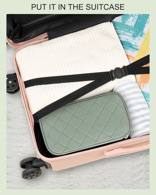 Relavel Small Makeup Bag, Travel Cosmetic Bag Make Up Pouch, Small Makeup Organizer Bag for Women, Waterproof Handbag Toiletry Bag Essentials for Daily Use (Green)