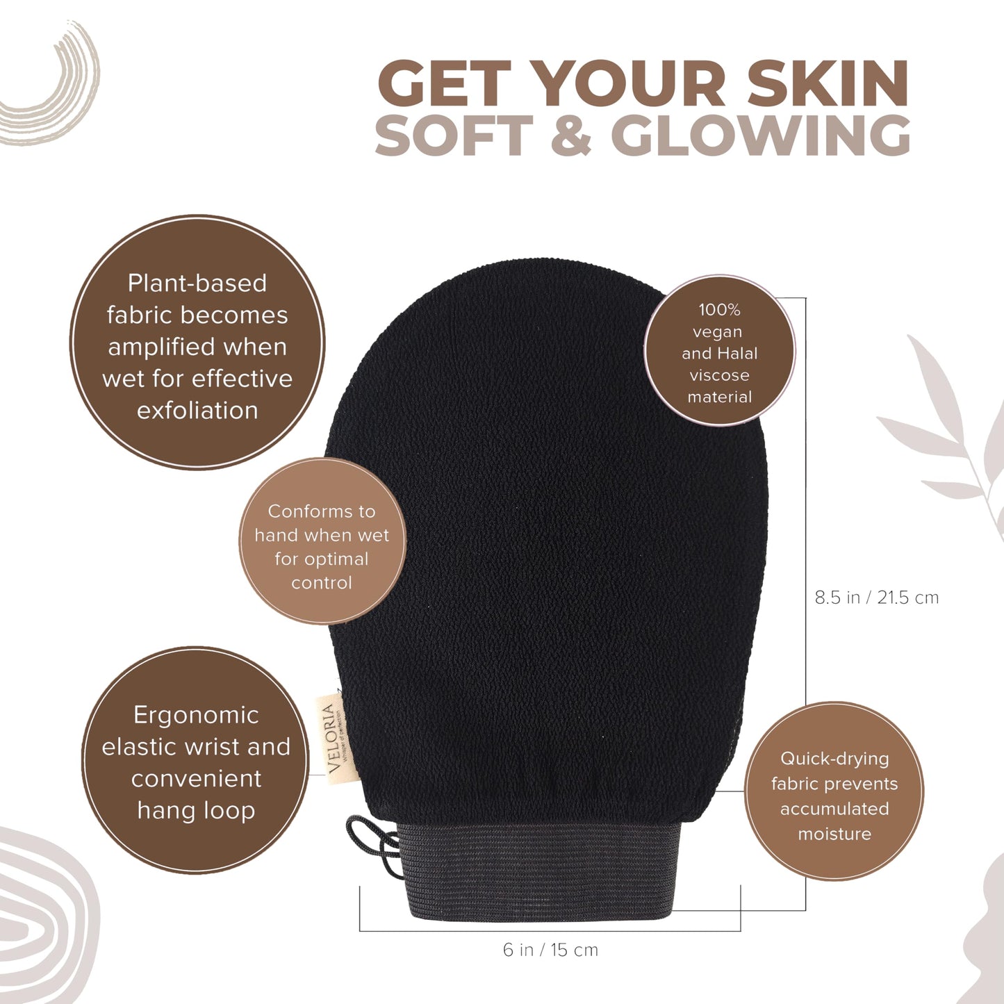 VELORIA Korean Exfoliating Mitt for Body - 2-Pack Exfoliating Glove Set - Dead Skin Remover for Body - Self-Tan Removal & Keratosis Pilaris Treatment