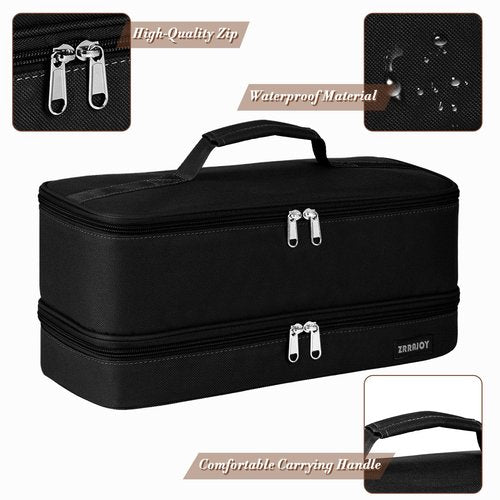 ZRRAJOY Double Layer Storage Case For Shark Flexstyle, Travel Carrying Case For Shark 430/440 Flexstyle, Organizer Bag For Shark Flexstyle/Dyson Airwrap Styler Attachments (Black)
