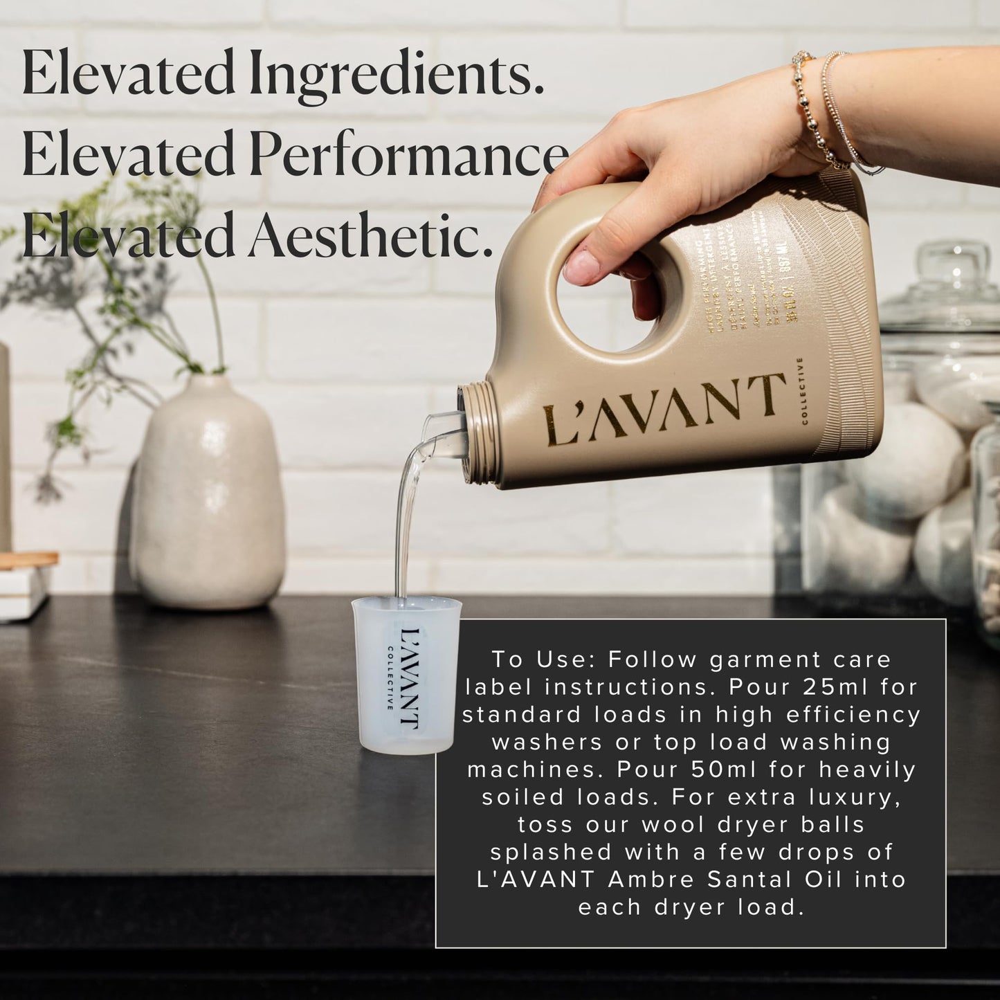 L'AVANT Collective Luxury Laundry Detergent | Ambre Santal | Natural Non-Toxic Liquid Laundry Soap with Enzymes | Plant-Based, HE Compatible, Protects Colors | 30 oz