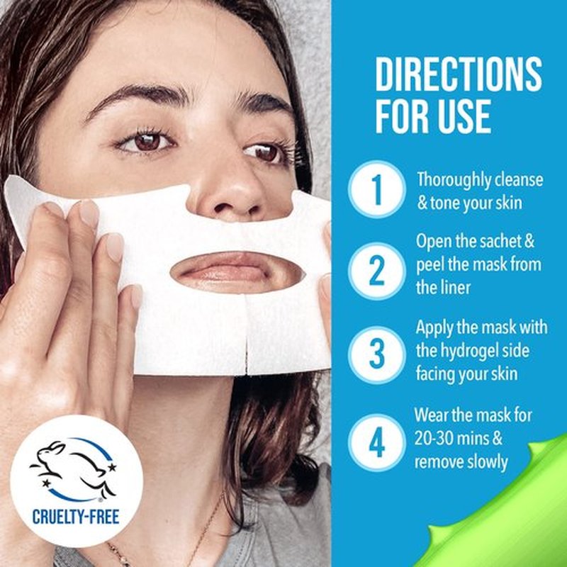 masque BAR Shield & Soothe Hydrogel Facial Mask, Korean Face Sheet Mask, Hydrating Sheet Mask, Calming Moisture Mask with Aloe Vera, Skin Care for Prolonged Use of Safety Face Masks, Pack of 6