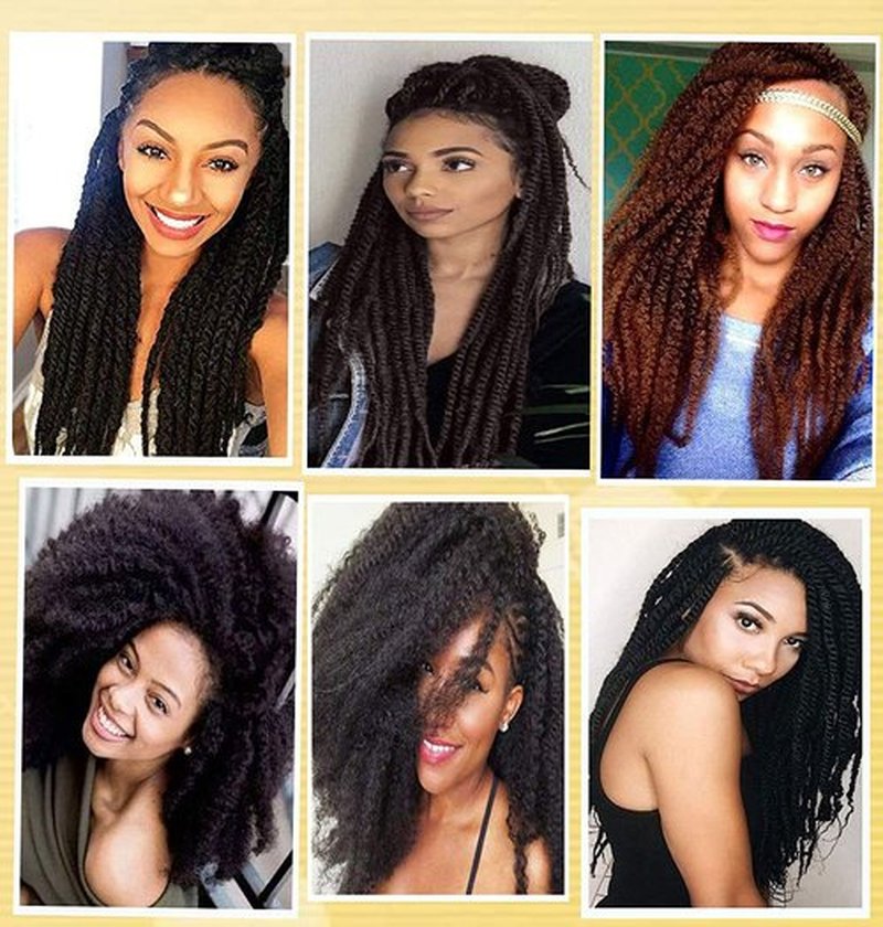 6 Packs Marley Hair 20 Inch Marley Twist Braiding Hair Crochet Braids Long Afro Kinky Synthetic Kanekalon Fiber Marley Hair For Twists Braiding Hair Extensions (20inch, T30)