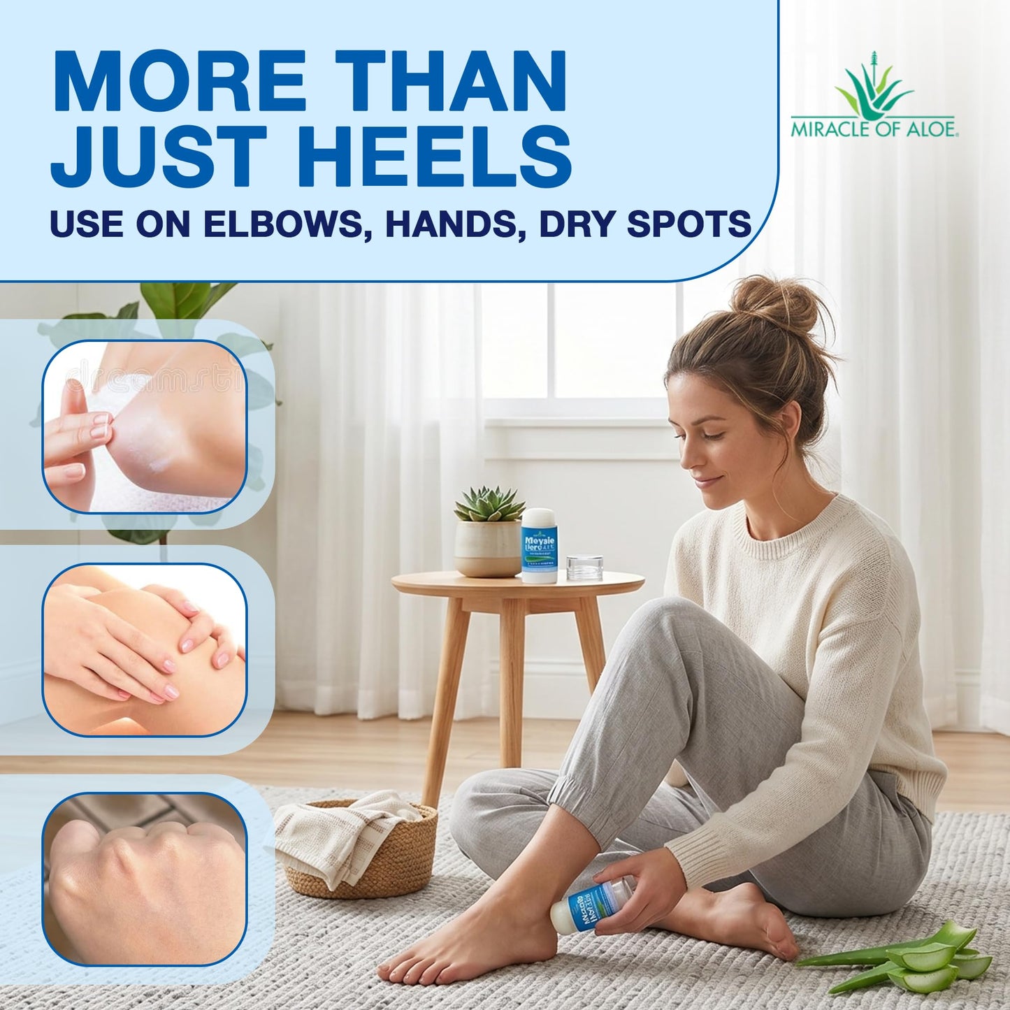 Heel Balm for Dry Cracked Feet - Miracle Heel Stick for Cracked Heel Repair - Heel Balm Stick for Cracked Heel Treatment - Formulated with Pure Aloe Vera, Tea Tree Oil, Shea & Cocoa Butters | 2.5 oz