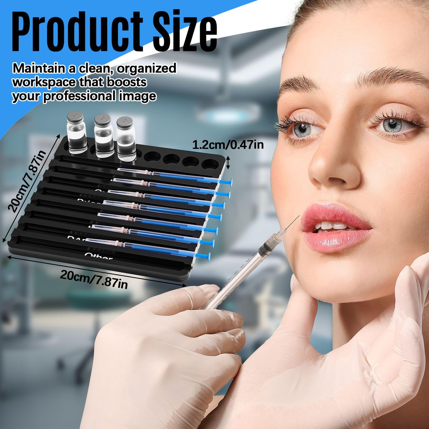 Chunful 2 Pcs Aesthetic Practitioner Syringe Tray with 8 Slots Label Acrylic Vial Holder Tray Combination for Aestheticians and Nurses Syringe Storage Organizer