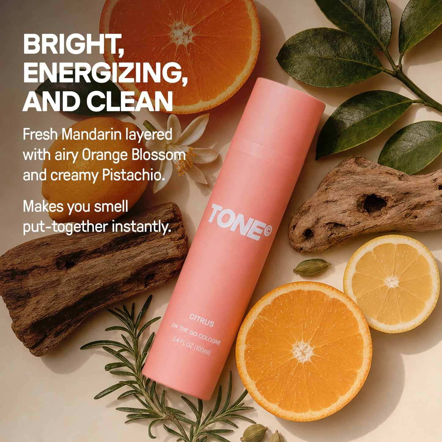 TONE Cologne & Body Mist for Men & Women | Citrus Cologne Spray | Notes of Grapefruit, Orange, and Pistachio | On The Go | Cologne and Perfume Mist, Travel Size Spray, 3.4 fl oz