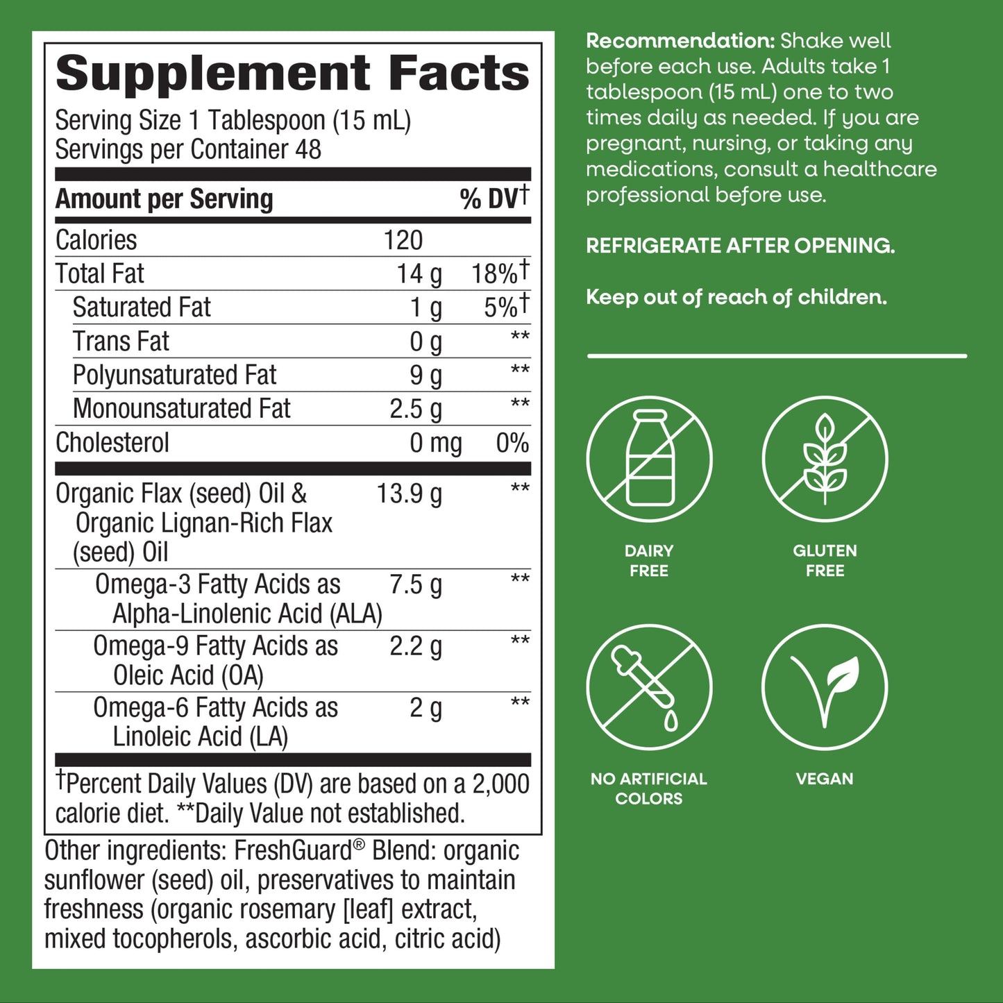 Nature's Way Organic Flax Oil Super Lignan, Flaxseed Oil, 24 Fl Oz