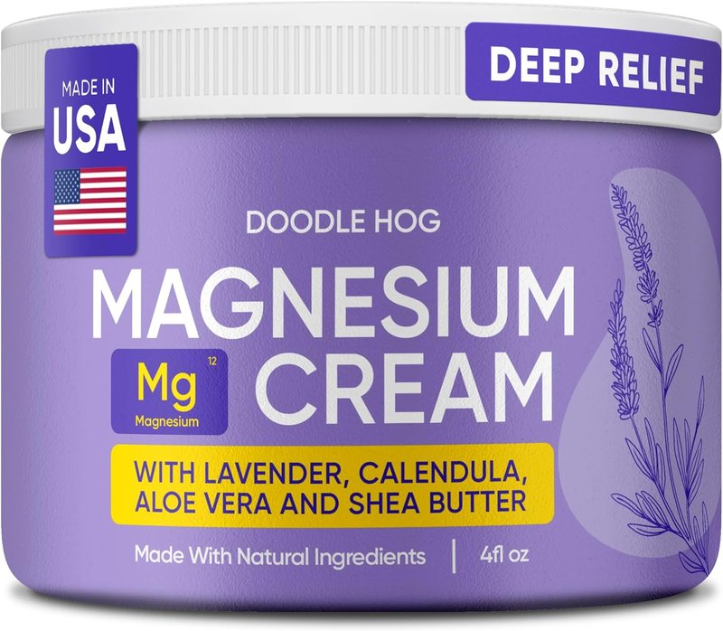 Magnesium Cream for Pain Relief - Deep Muscle & Joint Soothing Lotion with Aloe Vera, Calendula & Shea Butter | 4 oz Lavender