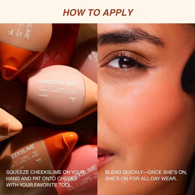Freck Beauty Cheekslime Lip and Cheek Tint - Long-Lasting Liquid Cream Blush, Soft Rust, 15ml