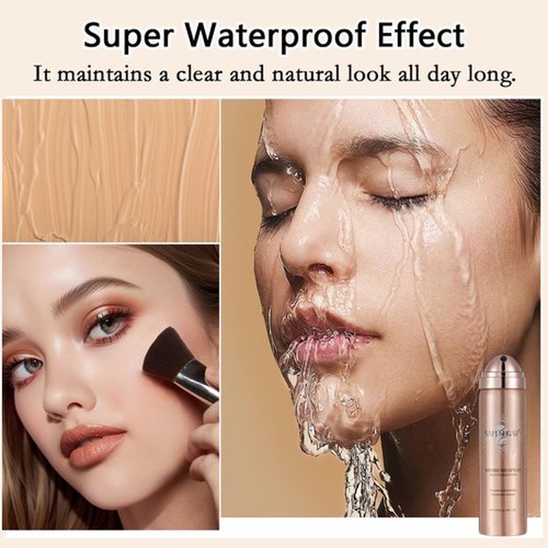 Airbrush Foundation Makeup Spray,Full Coverage Foundation for Waterproof Breathable,Natural Matte Finish, Concealer Moisturizing Foundation for Mature Skin,Brush & Powder Puff Include(Nude)