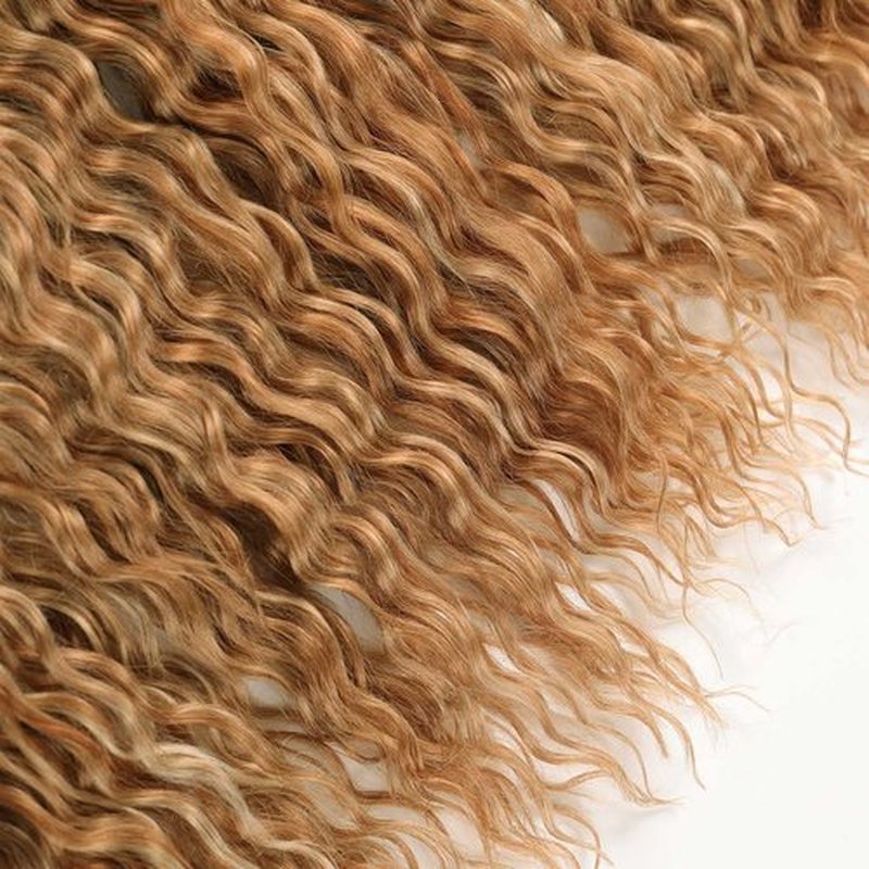Ocean Wave Crochet Hair Extensions, Curly Braiding Crochet Hair, Soft Synthetic Crochet Hair Extensions 22inch 6Packs #M30/60 Brown mix Blonde