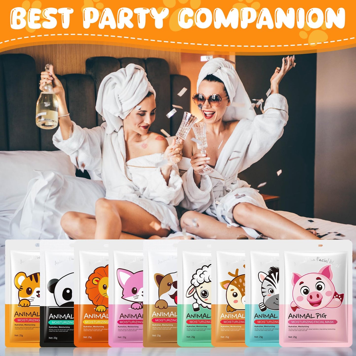 Beenefits 9 Packs Animal Character Facial Masks, Deep Hyrating Spa Masks for All Skin Types, Gift for Kids' Birthady Party, Enjoy Skincare Life, Girl's Night