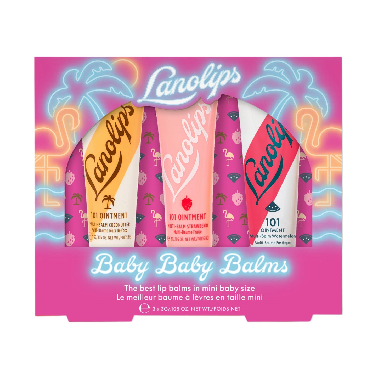 Lanolips Baby Baby Balms - Lanolin Lip Balm Set - Strawberry, Coconutter, and Watermelon Lip Moisturizer - Lip Care Products Gift Set and Stocking Stuffer - Clean, Cruelty-Free (3 x 3 g)