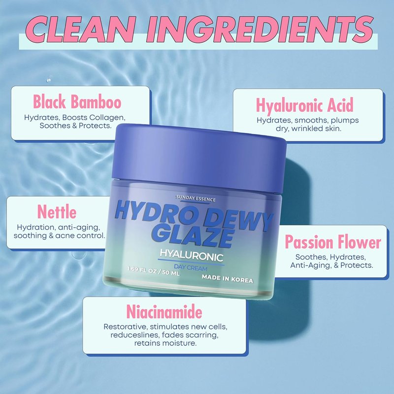 Hyaluronic Acid Day Cream - Anti-Aging Hydration for Smooth Skin | Vegan, Dermatologist Tested - 1.69 Fl Oz