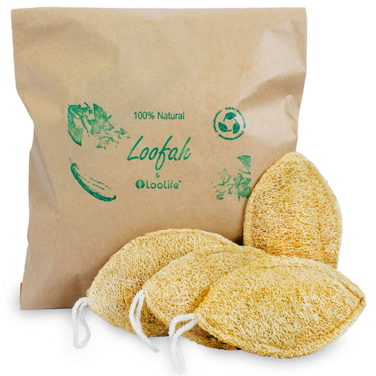 Natural Loofah Exfoliating Sponge (4 Pack) - Luffa Exfoliating Body Scrubber - Biodegradable Organic Loofah Sponge - Shower Luffa Sponges - Estropajos para el Cuerpo
