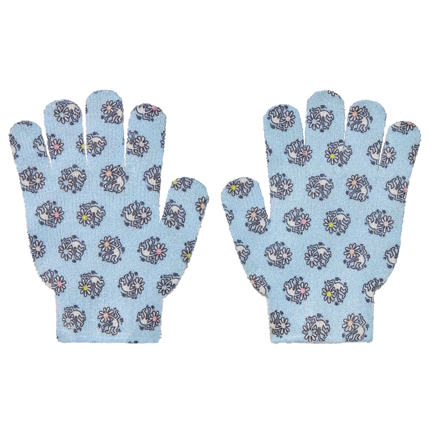 Keith Haring Bath & Shower Exfoliating Spa Gloves – Reusable Exfoliating Body Scrubber & Gentle Exfoliating Glove Set for Smooth Skin (Super Fresh)