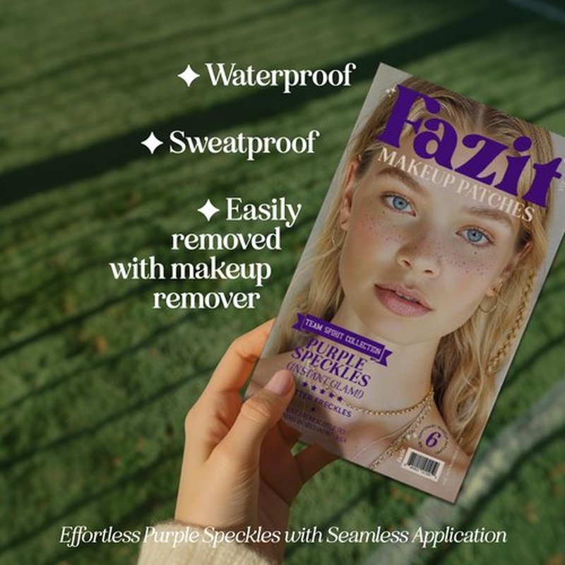Fazit Makeup Patches - Face Makeup Patches - Beauty Face Makeup - Purple Speckles - Waterproof Purple Speckles - Temporary Face Purple Speckles For Women - 6 count