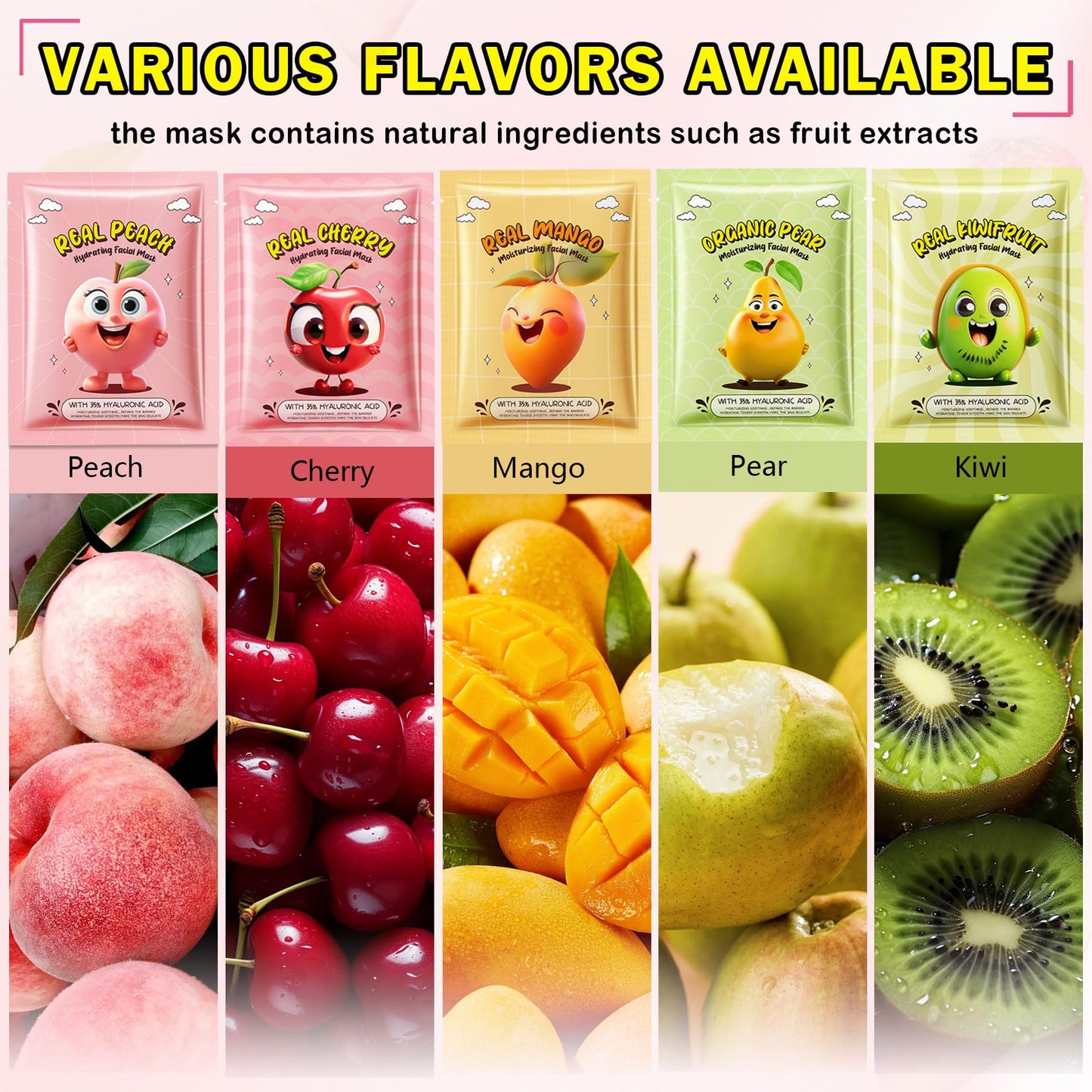 LZXLUKGIR 10 Pack Kids Face Masks Spa,Fruit Face Masks Skincare for Kids